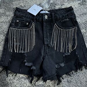 Black Adika Rhinestone Shorts
